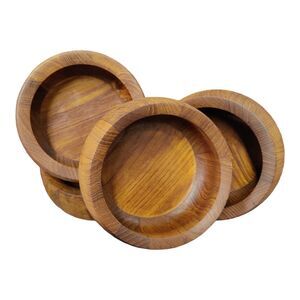 Vintage DANSK Rounded Salad Bowls Teak Wood Vintage MCM Malaysia Set Of 4